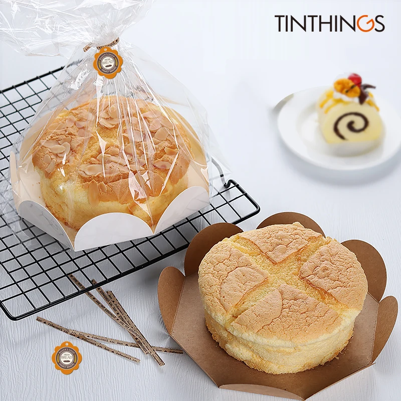 Wedding Supply Shops - 10 個 6/8 インチシフォンケーキ包装透明なプラスチックペストリーバッグパンベーカリークッキーデザート DIY ホームベーキング食品ショップ供給