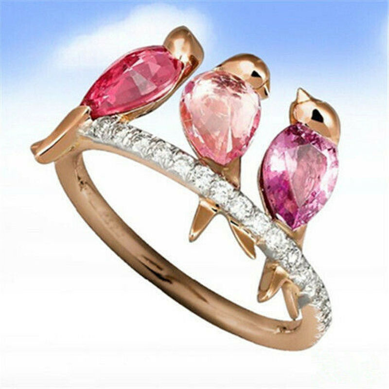 Wedding Qq - 女性用ジルコニアシルバーリング,婚約指輪,ピンク,サイズ6-10