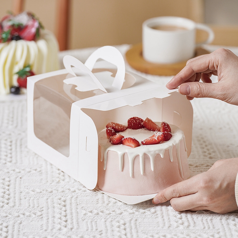 Wedding Cake Supply - 10 個のケーキボックス透明な窓紙ギフト包装ボックス結婚式誕生日パーティーマフィンケーキ容器ベビーシャワー用品