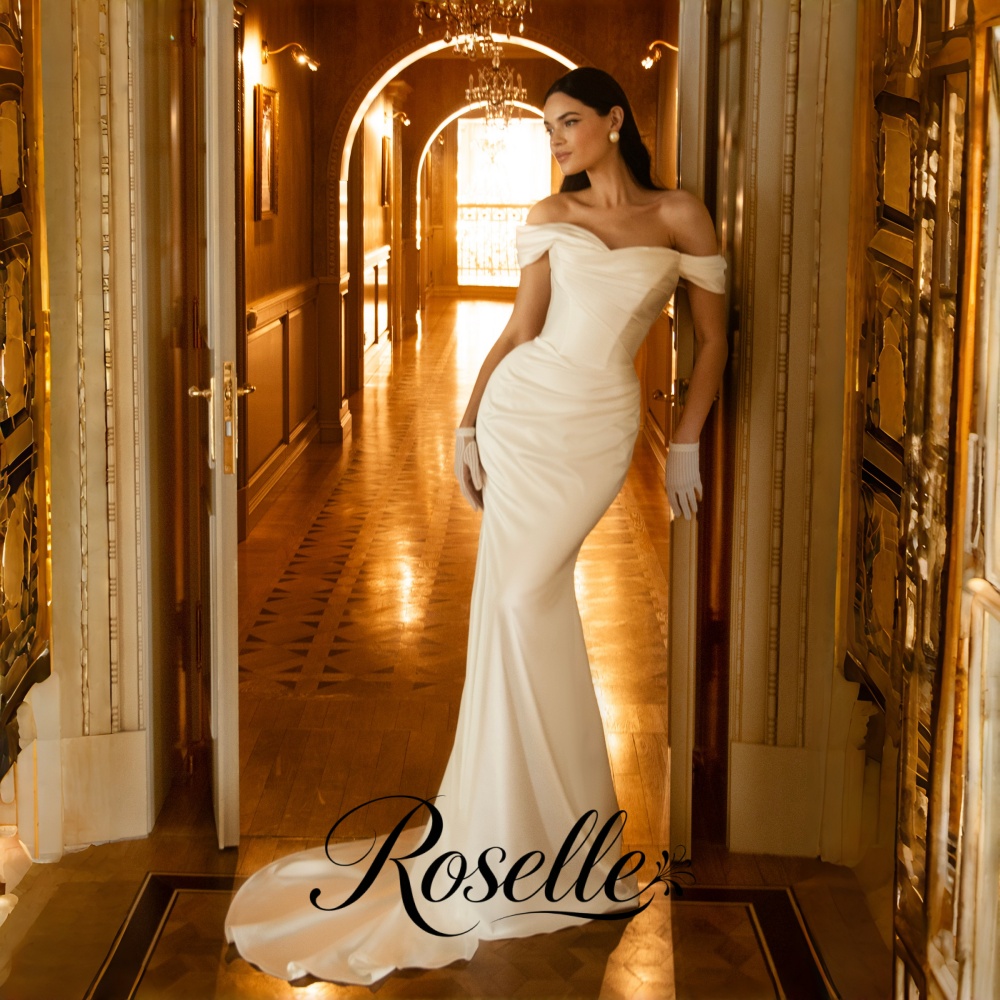 Wedding Qw - ROSELLE マーメイド シンプル エレガント ウェディングドレス オフショルダー