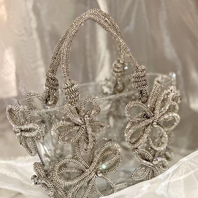 Flower Girl Basket - 女性のためのダイヤモンドがちりばめられたフランスのバッグ,ハイエンドの貴族の花のバスケット,バケツのハンドバッグ,高級ブランド,野菜
