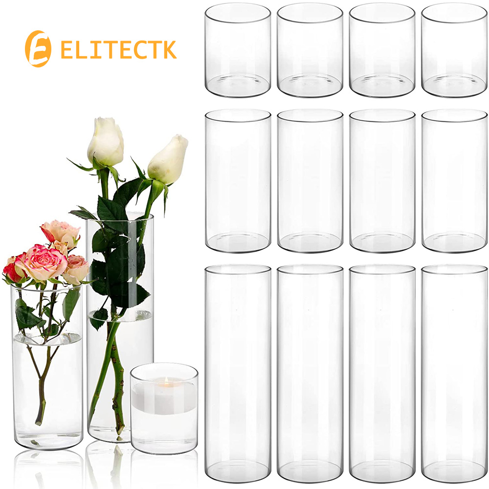 Centerpiece Vase Tall - センターピースのガラスの花瓶,ハリケーンキャンドル,3つの異なるサイズの透明なベールを備えたガラスの花瓶