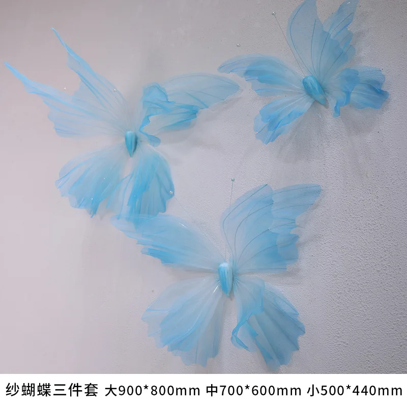 Wedding Supply Shops - 3 ピース/セット人工大型シルクスクリーン蝶ショッピングモールのウィンドウディスプレイ屋外結婚式用品パーティーの装飾蝶