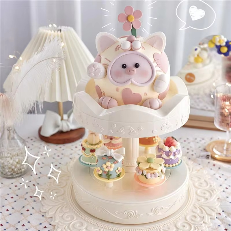 Wedding Cake Supply - 自動回転ケーキスタンド,マカロンディスプレイ,ケーキターンテーブル,カップケーキ,寿司デザート,結婚式,誕生日パーティー用品,2レベル