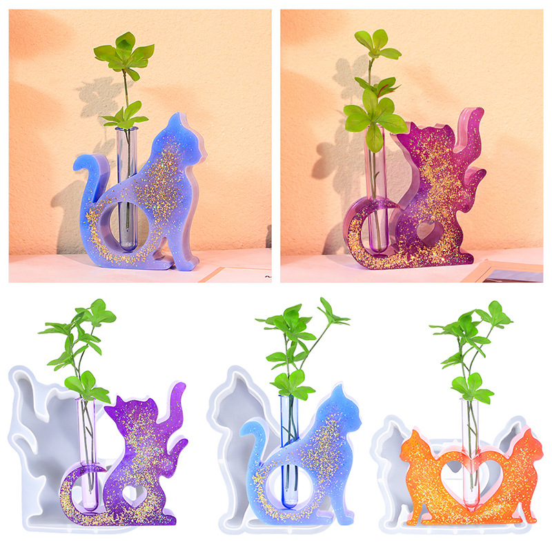 Flower Girl Basket - 水耕植物用の猫型シリコーンエポキシ樹脂金型、植物ステーション、キャスティングチューブ、花