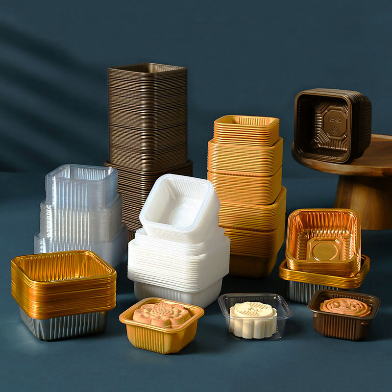 Wedding Cake Supply - 100 個月餅プラスチックトレイ PET ペストリーケーキ卵黄クリスプ厚み PP トレイ中秋節パーティー用品スナックブリスターボックス