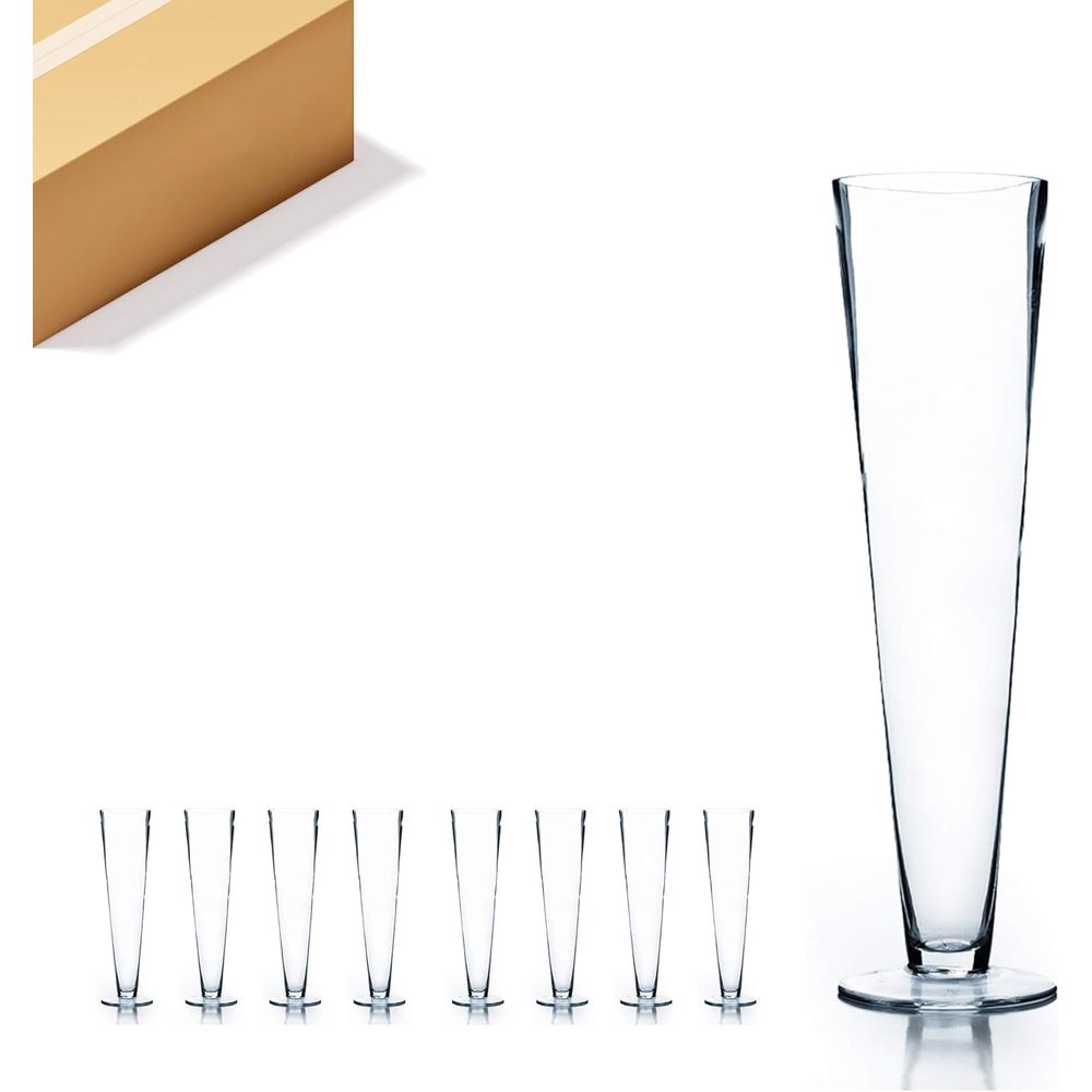 Centerpiece Vase Tall - WGVトランペット型ガラス花瓶、口部4インチ、高さ16インチ（複数サイズあり）透明な背の高いピルスナー型植木鉢、センターピース
