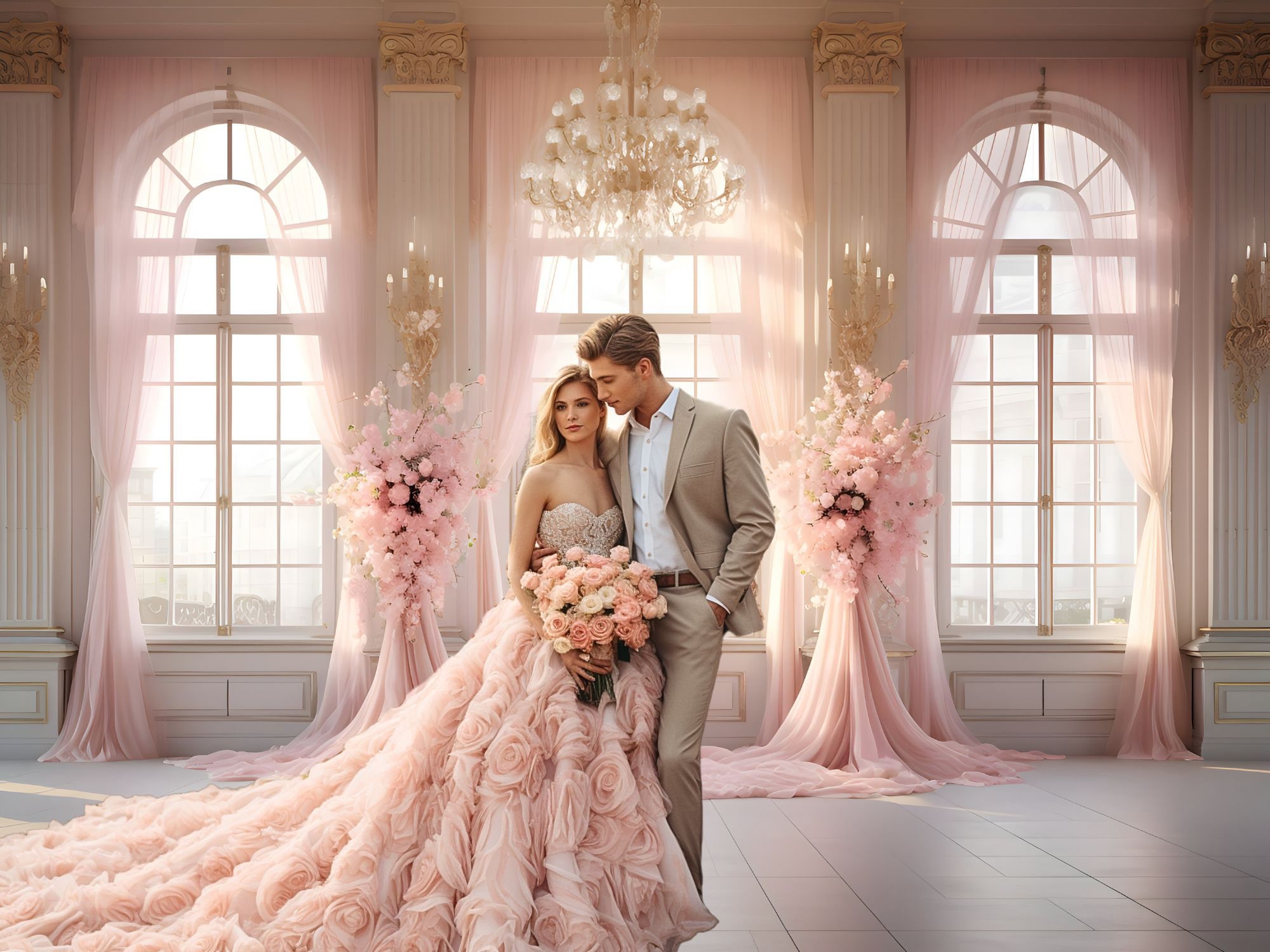 Wedding Qq - ピンクの宮殿の花の写真撮影の背景カーテン大人の誕生日結婚式マタニティポートレート装飾写真スタジオの背景 QQ-01