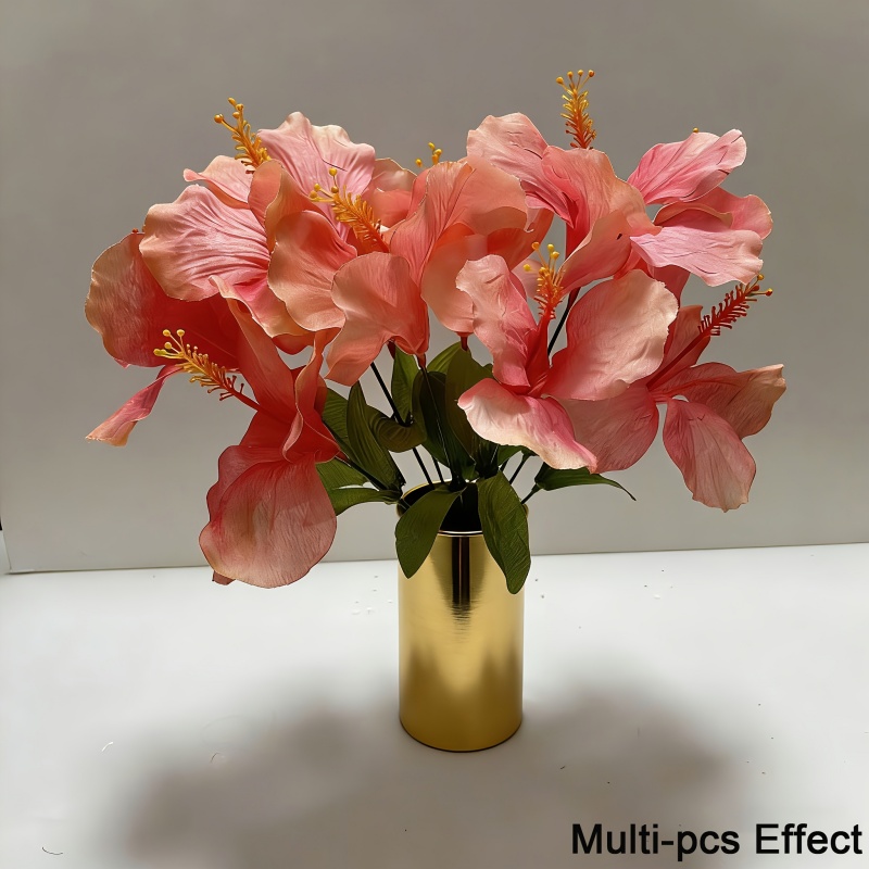 15本の花 = 3束のハイビスカス 春夏用造花、5つの花頭を - Centerpiece Vase Tall のレビューと価格