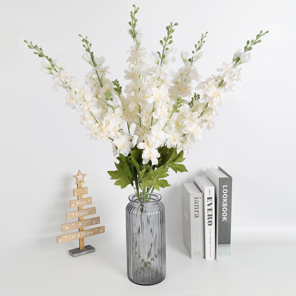 2個入り 造花 ロングステム デルフィニウム ラークスパー  - Centerpiece Vase Tall のレビューと価格