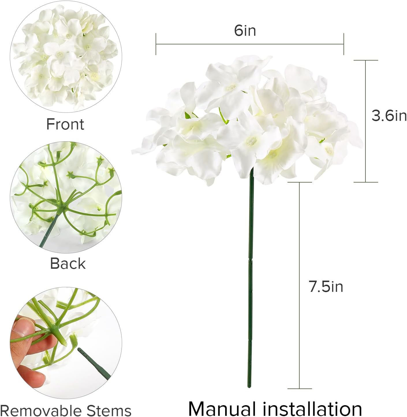 304個入り バルク ホワイトシルク人工アジサイの花 柔軟な - Wedding Supply Bulk のレビューと価格