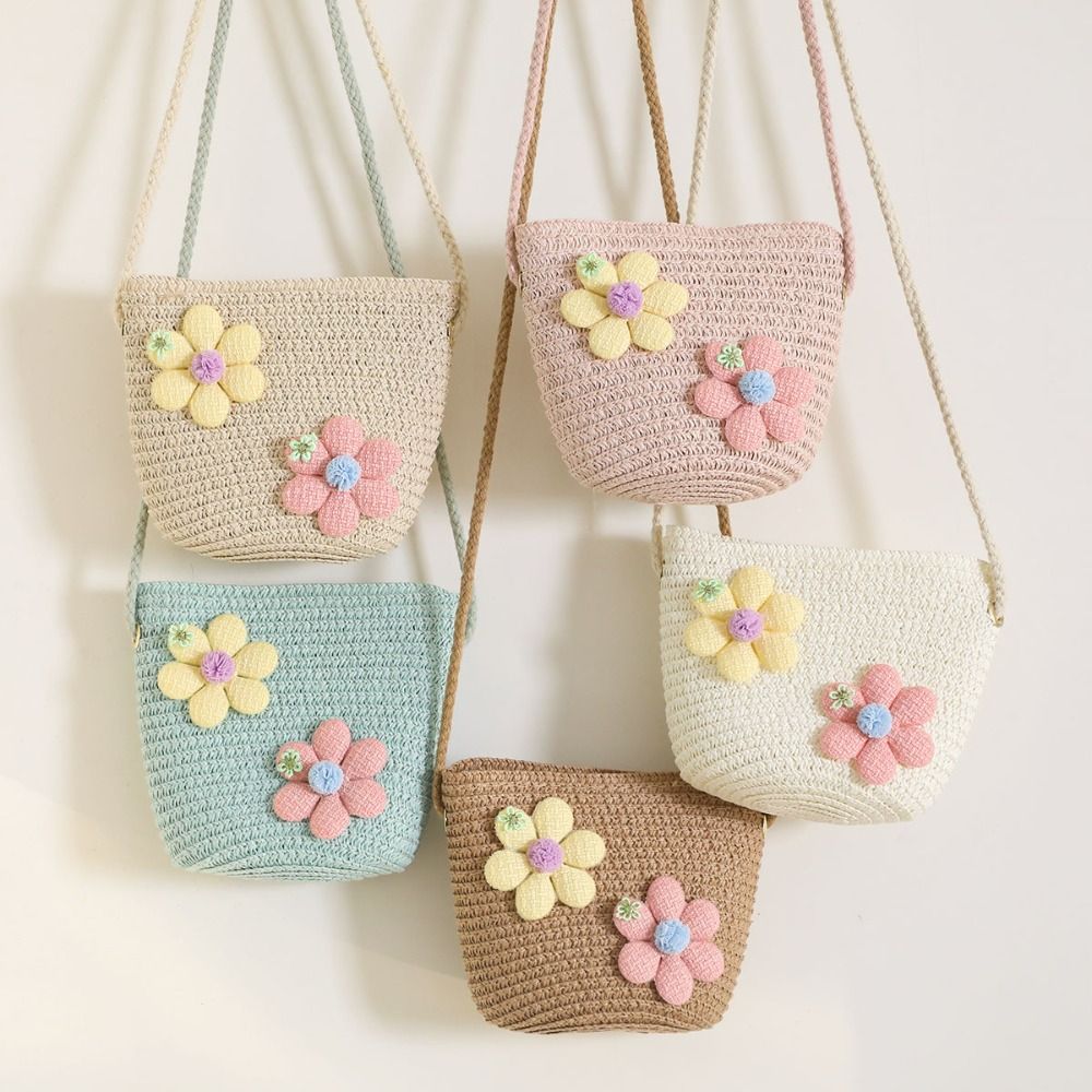 手作り織りガールフラワーストローバッグジッパー小銭入れ子供メ - Flower Girl Basket のレビューと価格