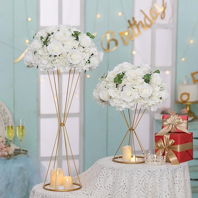 ゴールドの幾何学模様のフラワー スタンド、モダンなメタル製ウ - Centerpiece Vase Tall のレビューと価格
