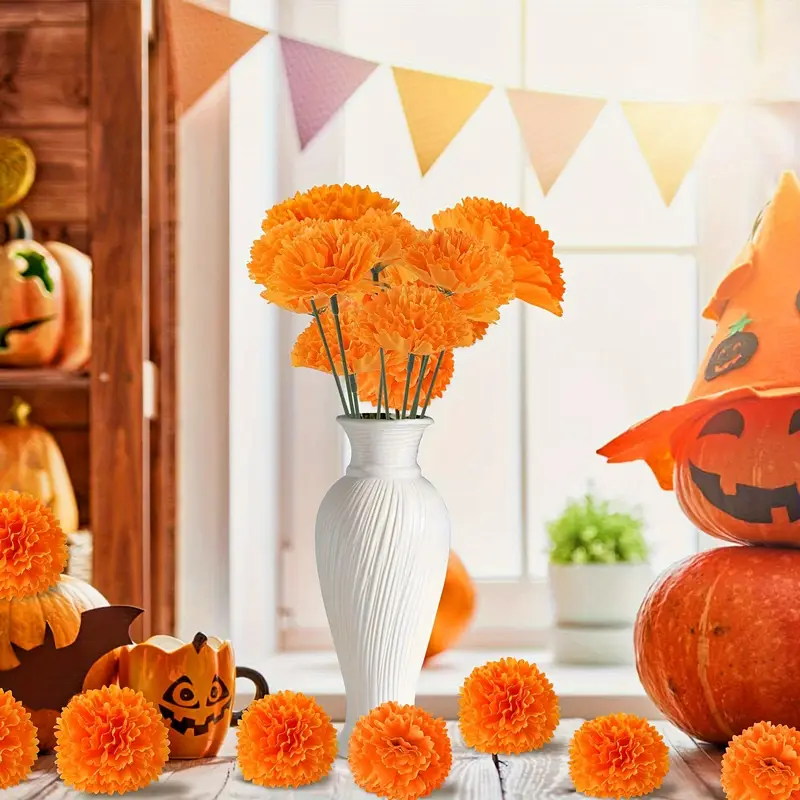 10-30個入り フェイクカーネーション マリーゴールド ブ - Indian Wedding Decor Supply のレビューと価格