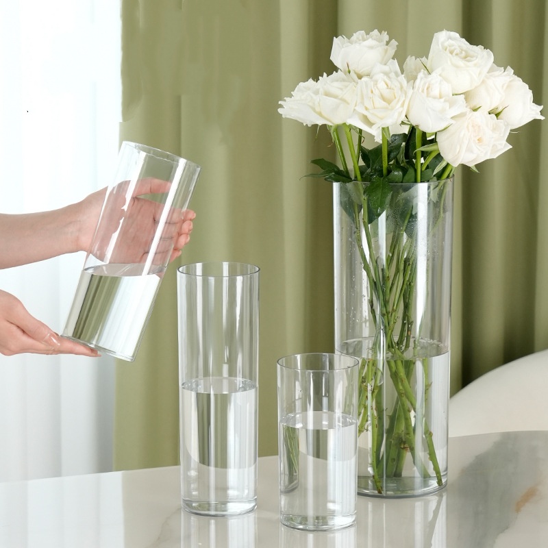 新しいアクリル製透明円柱型フラワーベース、背の高い大型プラス - Centerpiece Vase Tall のレビューと価格