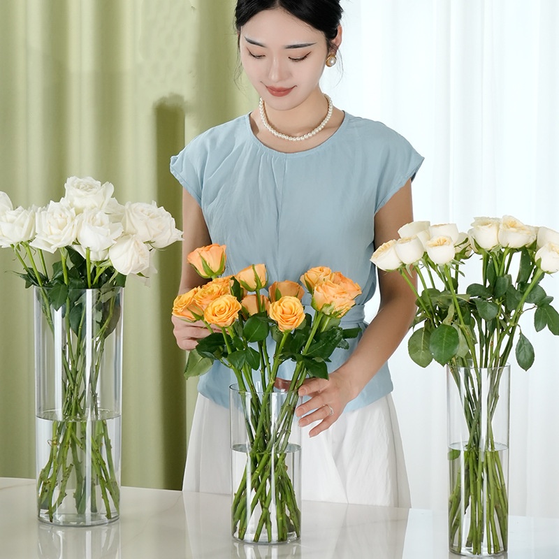 新しいアクリル製透明円柱型フラワーベース、背の高い大型プラス - Centerpiece Vase Tall のレビューと価格