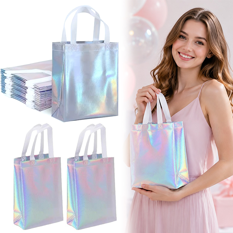 10 ピース/パック虹色レーザーショッピングバッグ白い丈夫な - Wedding Supply Shops のレビューと価格