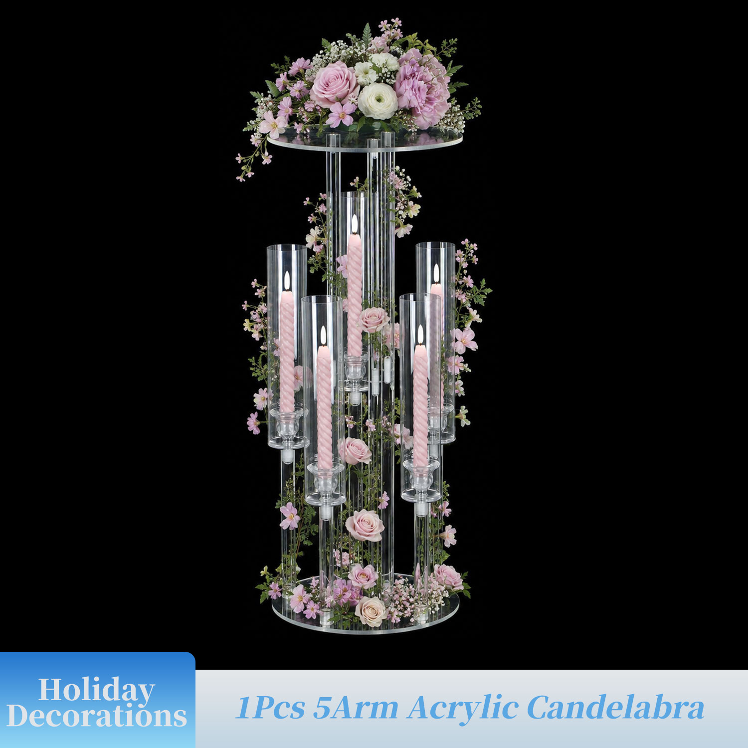 クリアな5アームアクリル製燭台、フラワー スタンドとランプシ - Centerpiece Vase Tall のレビューと価格