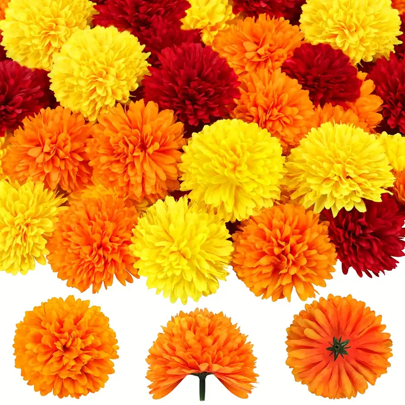人工カーネーションとマリーゴールドの花頭飾り ハロウィン 死 - Indian Wedding Decor Supply のレビューと価格