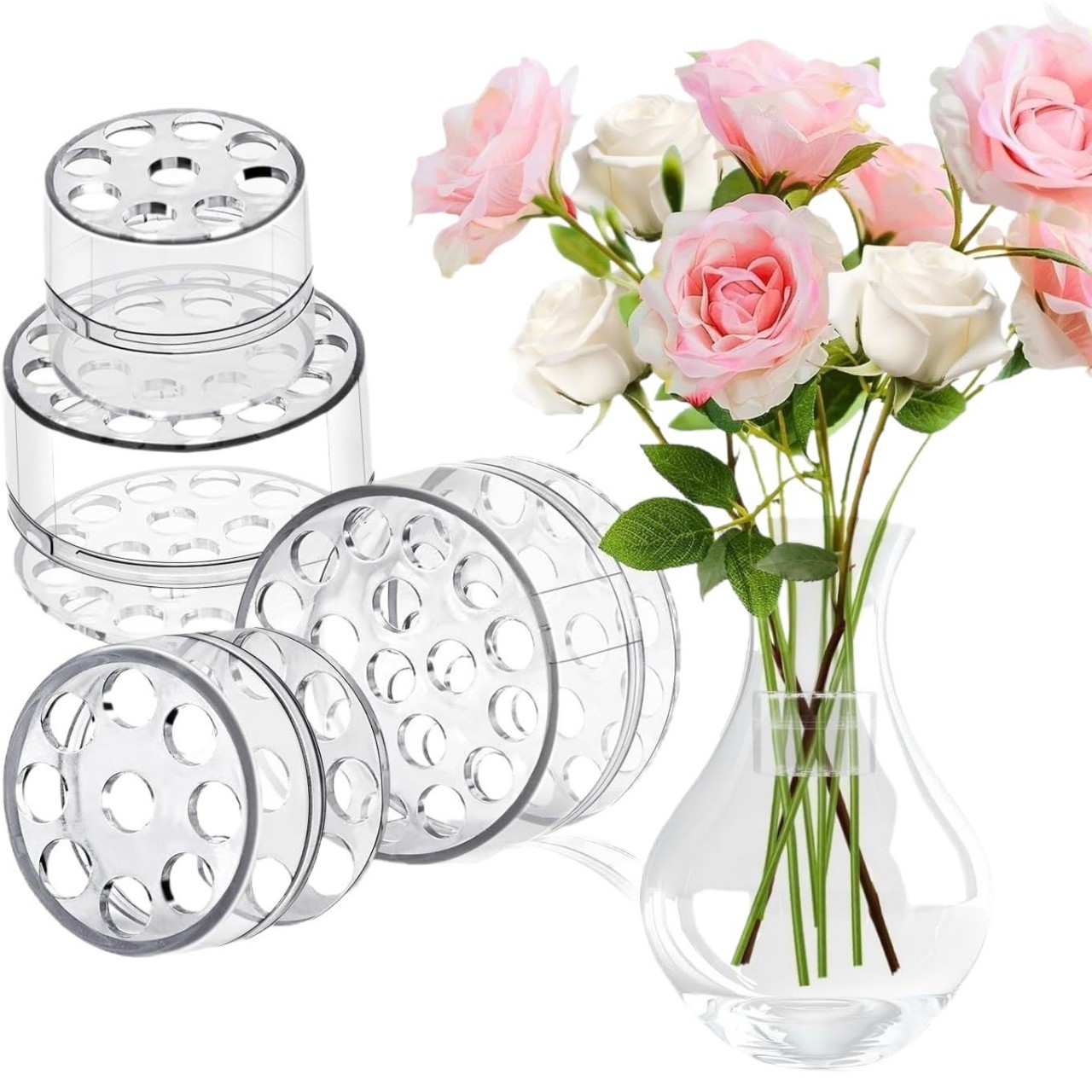 スパイラル型の生花用茎ホルダー、花瓶用スパイラル茎ホルダー、 - Flower Girl Basket のレビューと価格