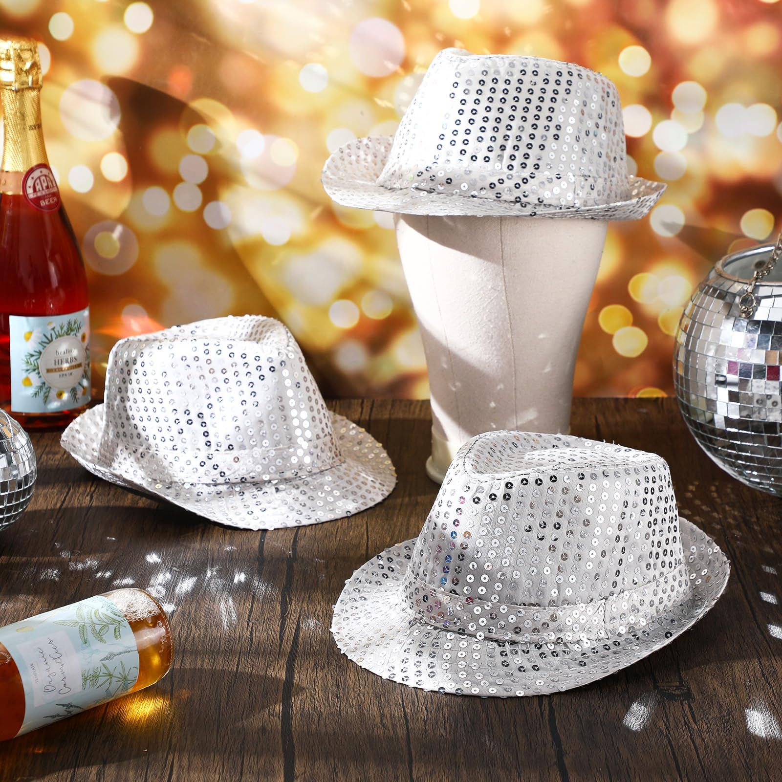 12-36 個のスパンコール帽子バルクグリッターレトロディス - Wedding Supply Bulk のレビューと価格