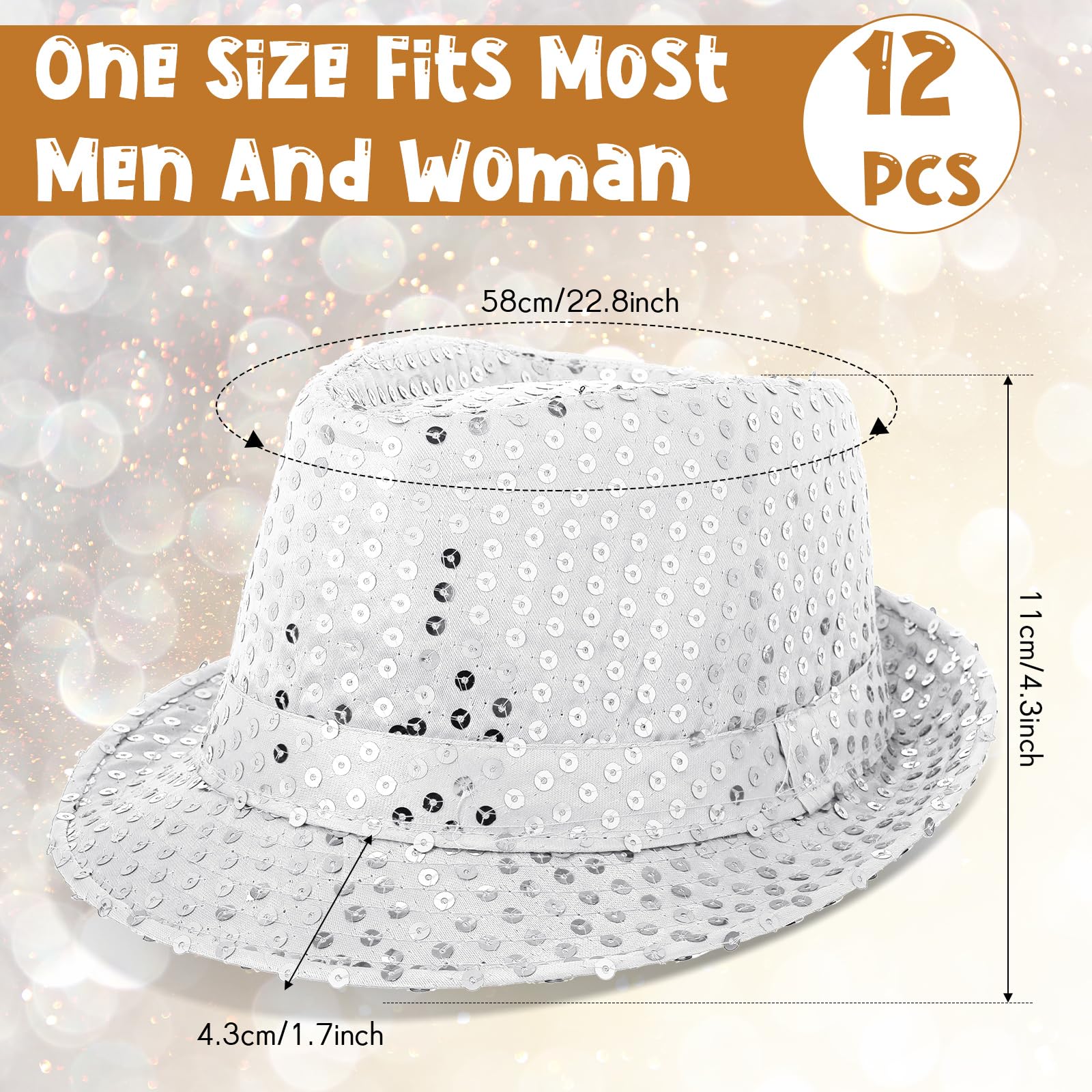 12-36 個のスパンコール帽子バルクグリッターレトロディス - Wedding Supply Bulk のレビューと価格