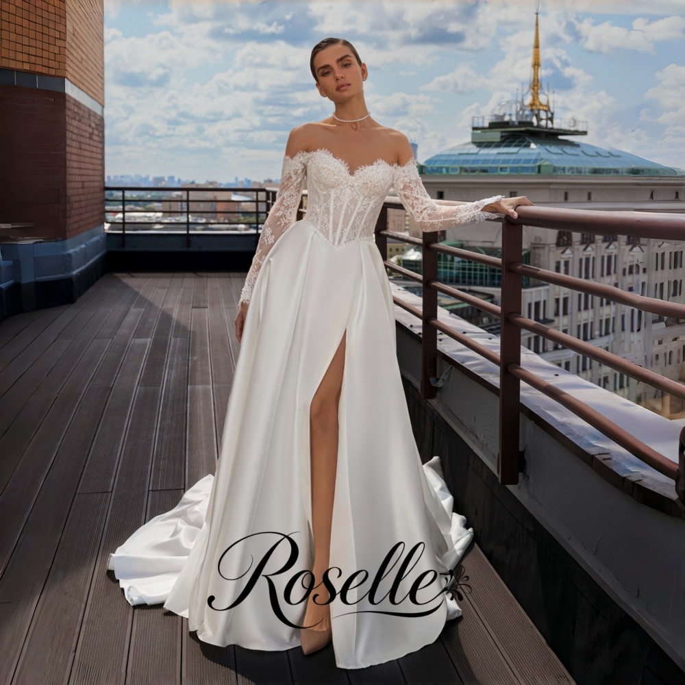 ROSELLE レースAラインの上品なウェディングドレス ハ - Wedding Qw のレビューと価格