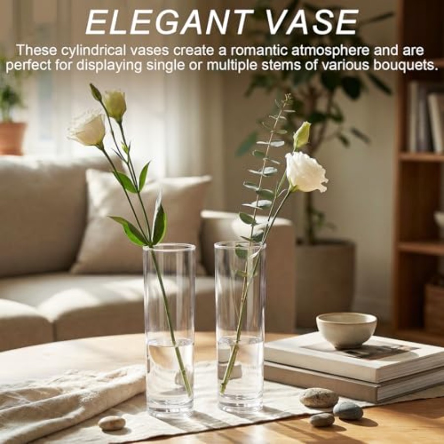48個のアクリル製円筒形花瓶、結婚式のセンターピース用、透明 - Centerpiece Vase Tall のレビューと価格