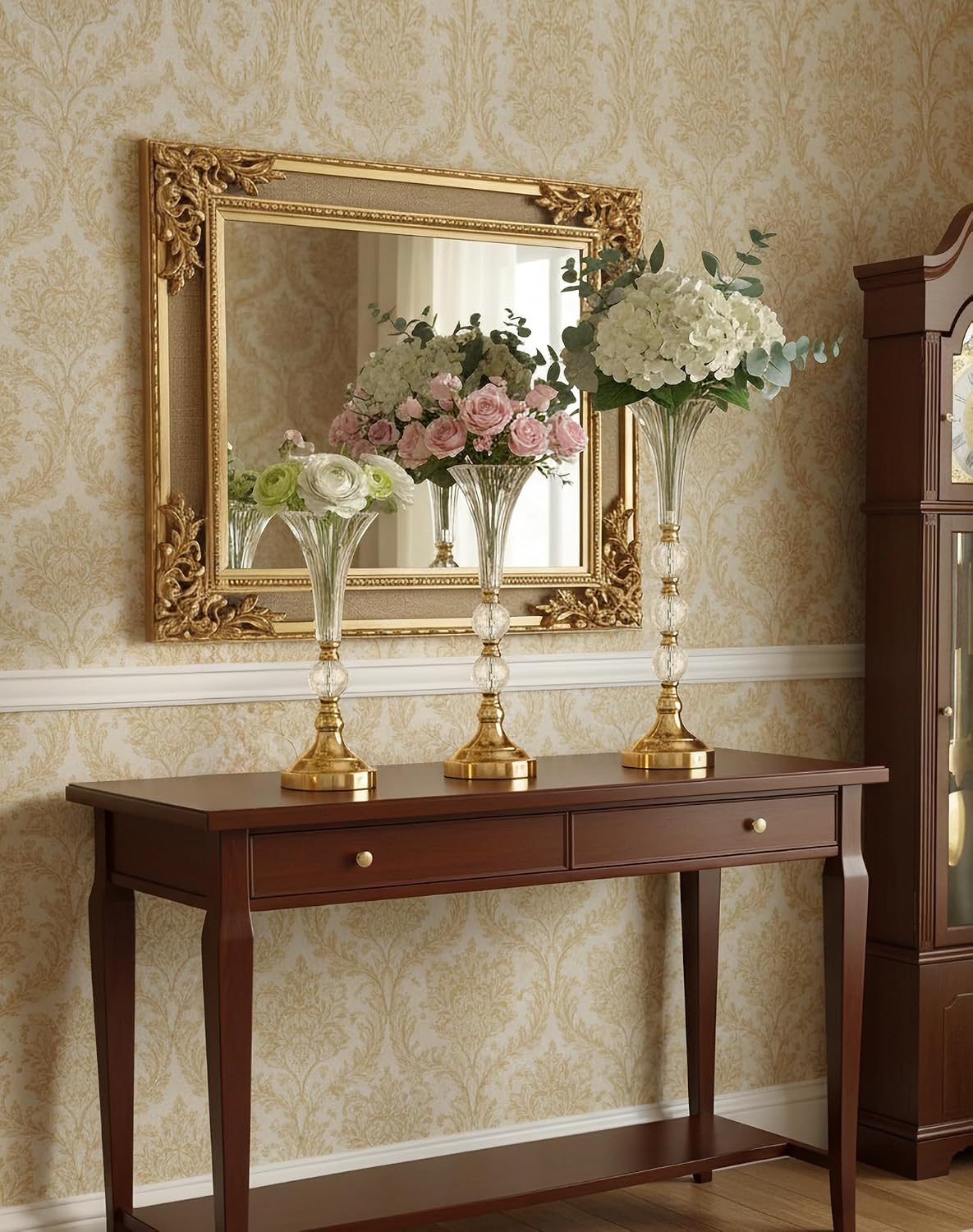 3個セット ゴールドアクリル製トランペット型花瓶 高さ15イ - Centerpiece Vase Tall のレビューと価格