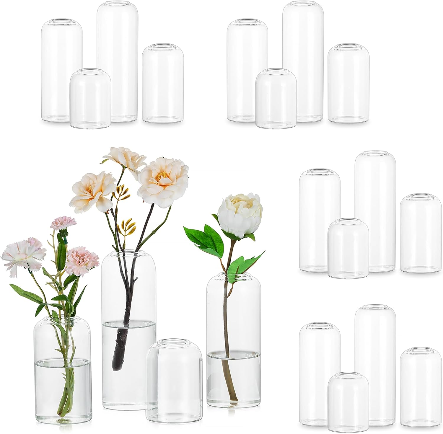 Hewory ガラス製花瓶：モダンな透明小型花瓶20個セット - Centerpiece Vase Tall のレビューと価格