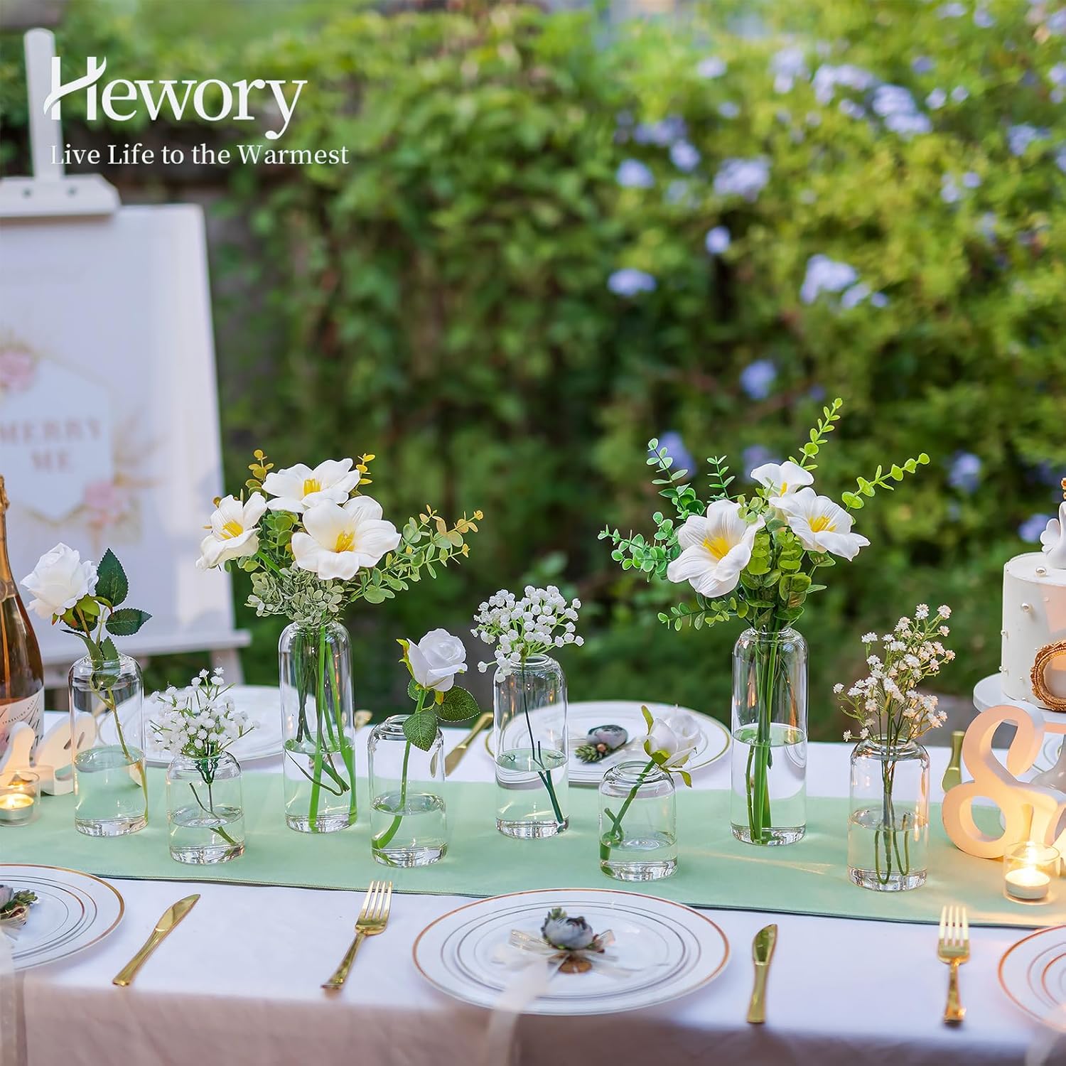 Hewory ガラス製花瓶：モダンな透明小型花瓶20個セット - Centerpiece Vase Tall のレビューと価格