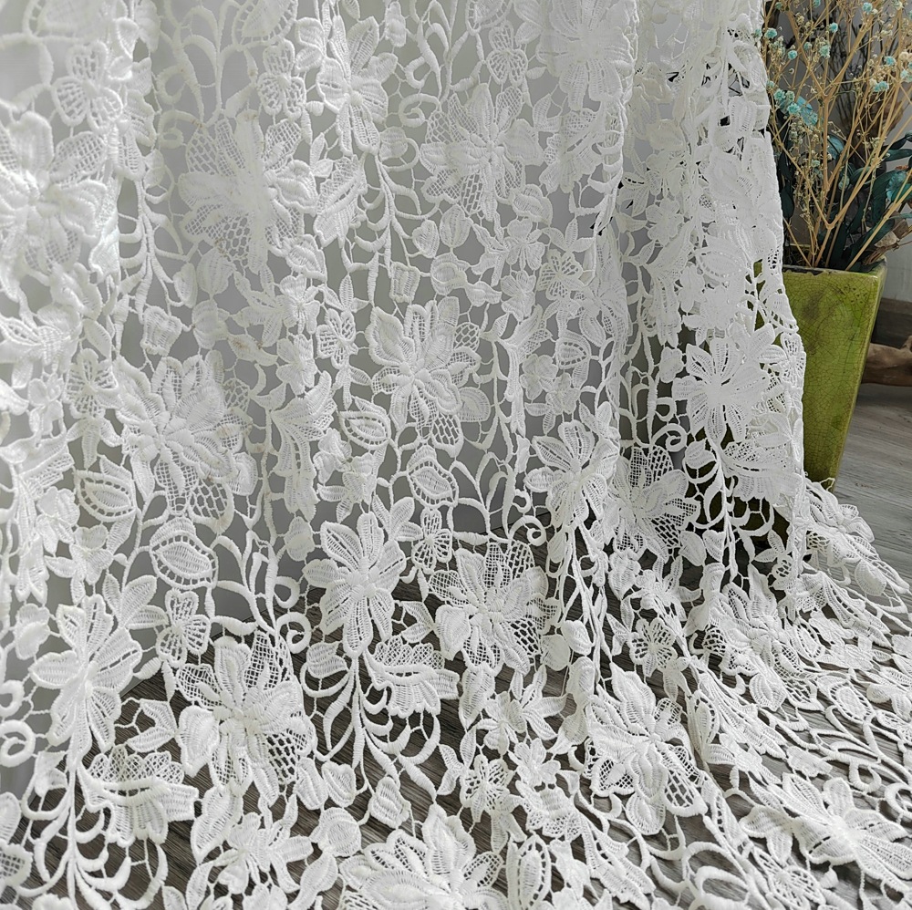 豪華な高品質ミルクシルク水溶性ギピュールレース刺繍生地DIY - Wedding Solution のレビューと価格