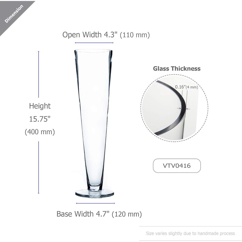 WGVトランペット型ガラス花瓶、口部4インチ、高さ16インチ - Centerpiece Vase Tall のレビューと価格