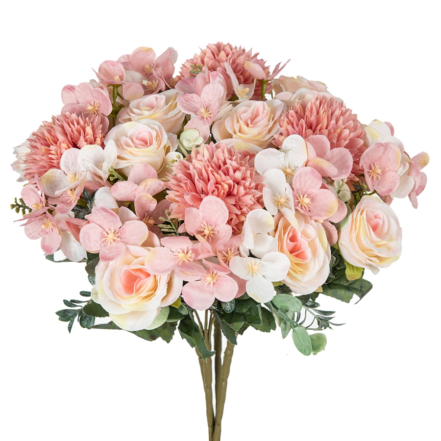 1/4 個造花バラ菊シルクブライダルブーケ結婚式ガーデンアー - Flower Girl Basket のレビューと価格
