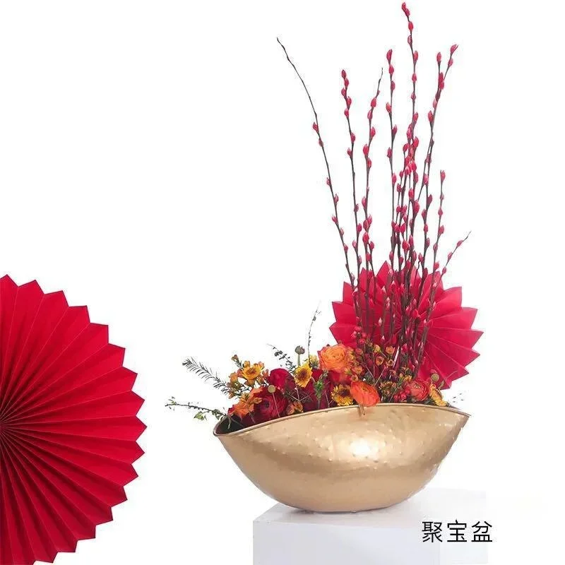 新しい大型金色の鉢壺、ジュバオポット、植木鉢、手作りの鉄製植 - Centerpiece Vase Tall のレビューと価格
