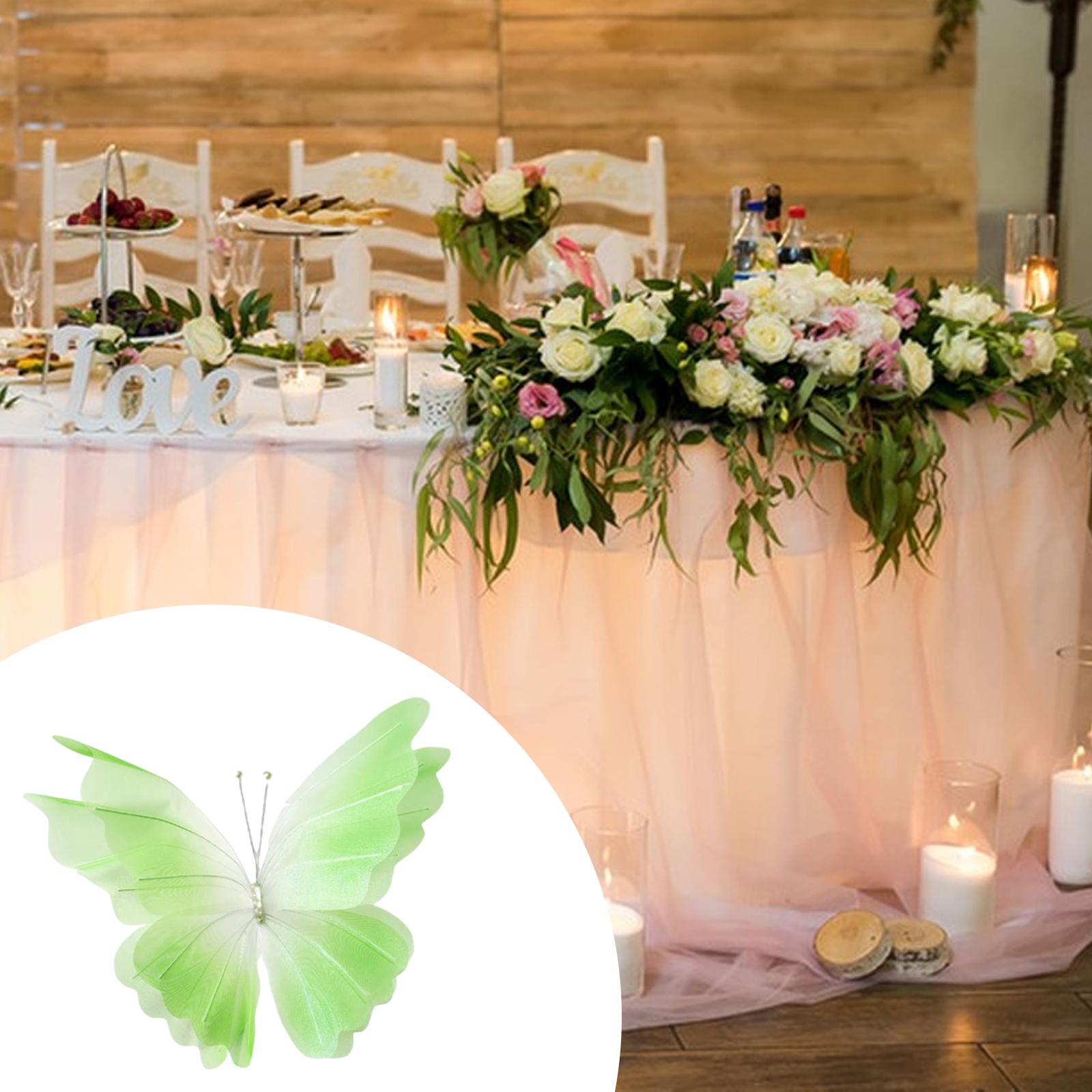 人工蝶飾り巨大ガーゼフェイクバタフライメッシュ結婚式の装飾、 - Wedding Supply Shops のレビューと価格